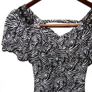 Zebra Print Tribal Beaded Charlotte russe top